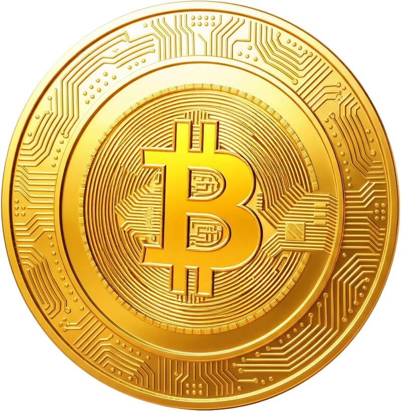 Golden 3D Bitcoin coin
